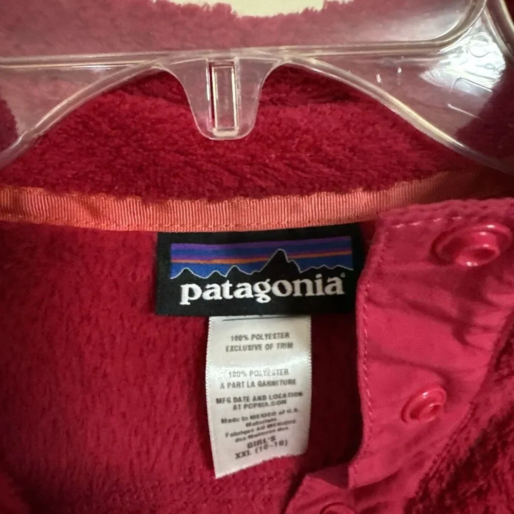 Patagonia Girls Red Long Sleeve Fleece Size XXL 16-18 Preppy Gorpcore